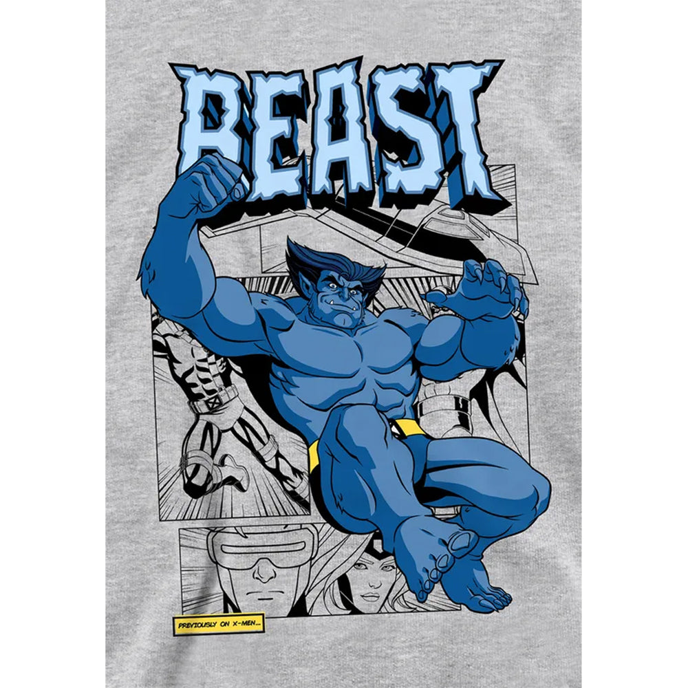 Athletic Heather - Side - X-Men Childrens-Kids Beast Comic Pull Over Hoodie