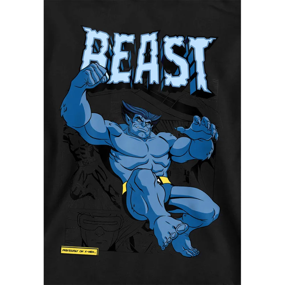 Black - Side - X-Men Childrens-Kids Beast Comic Pull Over Hoodie