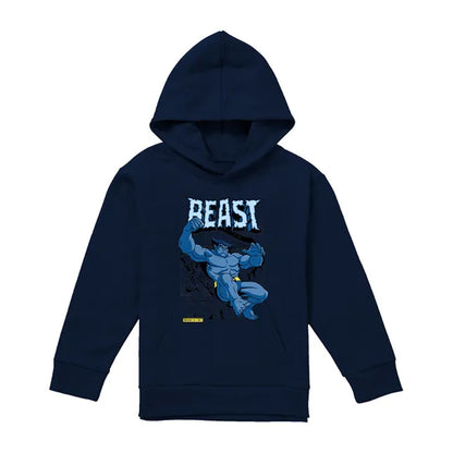 Navy - Front - X-Men Childrens-Kids Beast Comic Pull Over Hoodie