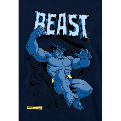 Navy - Side - X-Men Childrens-Kids Beast Comic Pull Over Hoodie