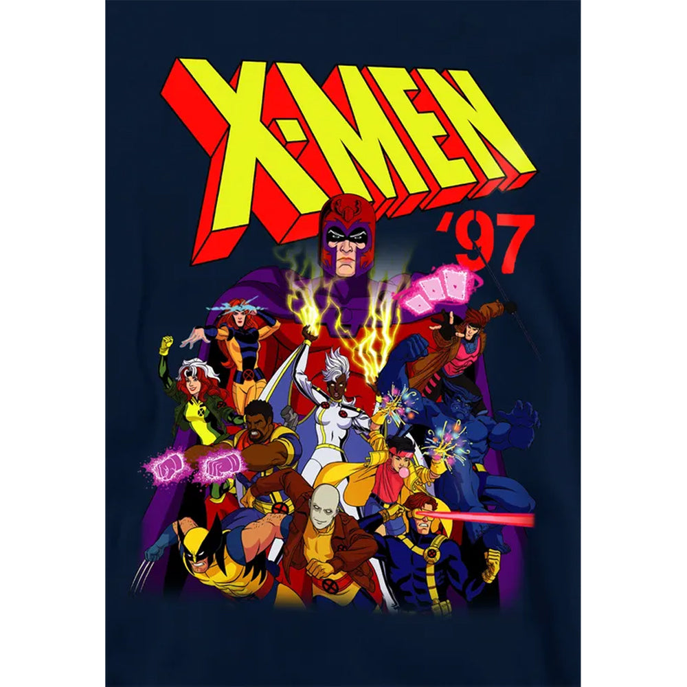 Navy - Side - X-Men Childrens-Kids 97 Comic Pull Over Hoodie