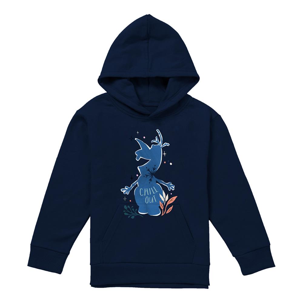 Navy - Front - Frozen Childrens-Kids Chill Out Olaf Silhouette Pullover Hoodie