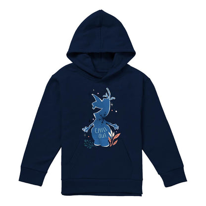 Navy - Front - Frozen Childrens-Kids Chill Out Olaf Silhouette Pullover Hoodie