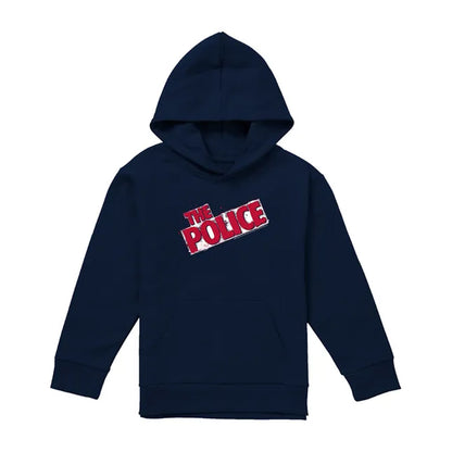 Navy - Front - The Police Childrens-Kids Square Logo Hoodie