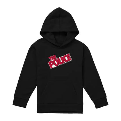 Black - Front - The Police Childrens-Kids Square Logo Hoodie