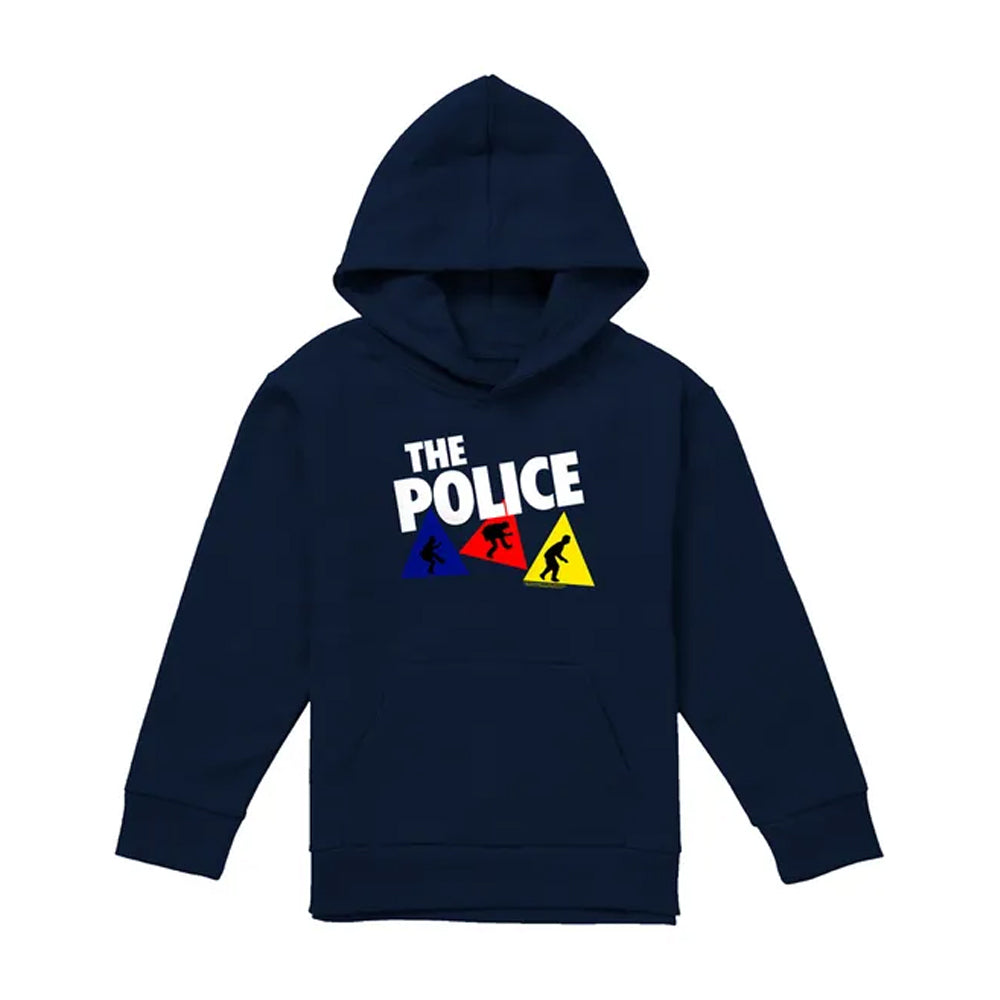 Navy - Front - The Police Childrens-Kids Dancing Triangles Pull Over Hoodie