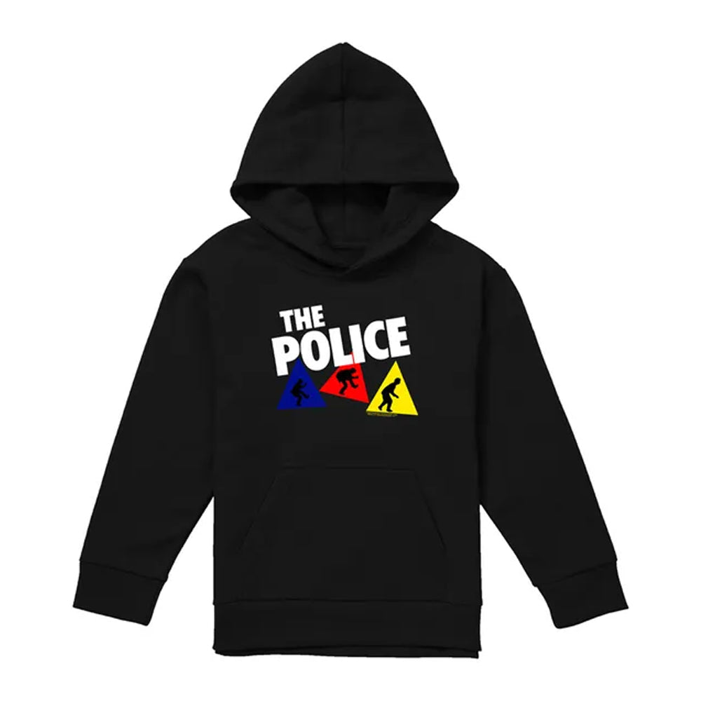 Black - Front - The Police Childrens-Kids Dancing Triangles Pull Over Hoodie