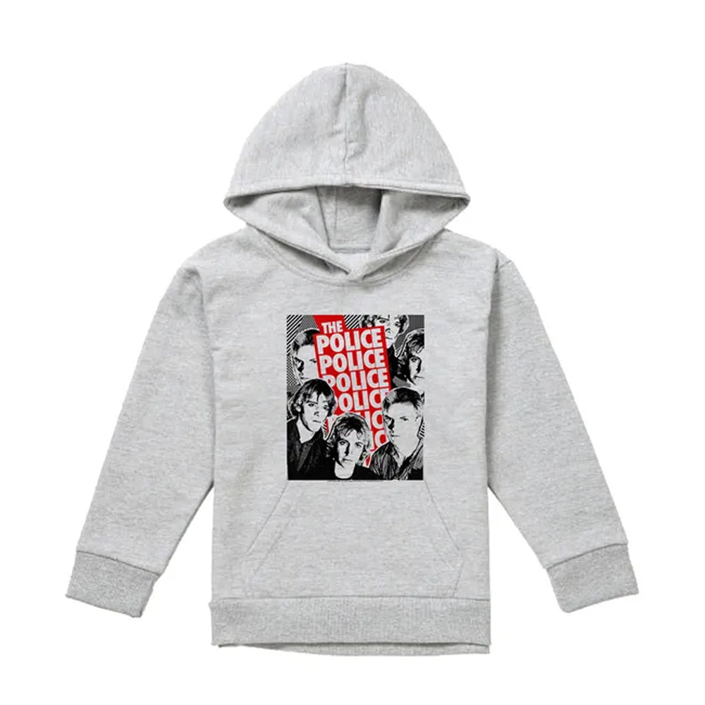 Athletic Heather - Front - The Police Childrens-Kids Collage Repeat Logo Hoodie
