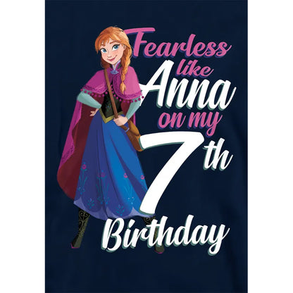 Navy - Side - Frozen Childrens-Kids Fearless Like Anna 7th Birthday Pullover Hoodie