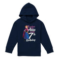Navy - Front - Frozen Childrens-Kids Fearless Like Anna 7th Birthday Pullover Hoodie