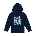 Navy - Front - Frozen Childrens-Kids Bright Like Elsa 10th Birthday Pullover Hoodie