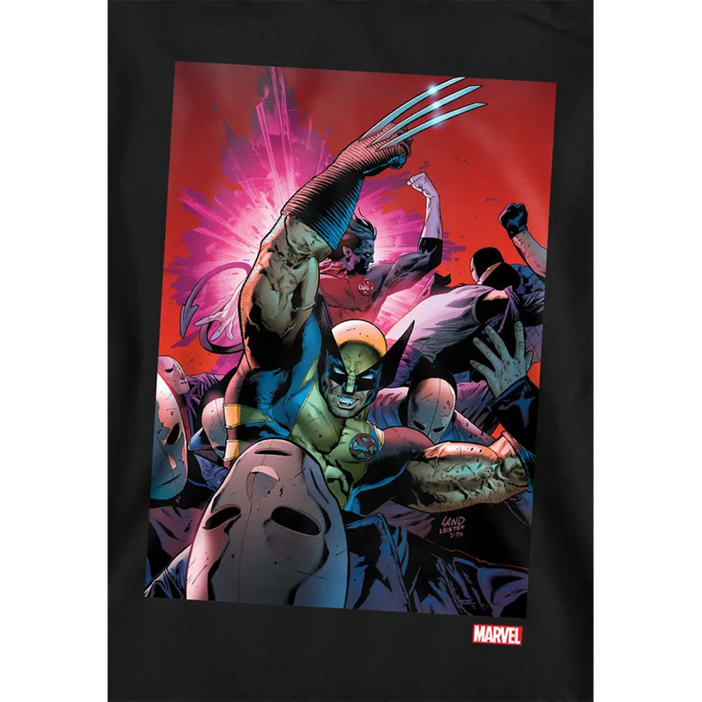Black - Side - X-Men Childrens-Kids Wolverine Nightcrawler Cover Pull Over Hoodie