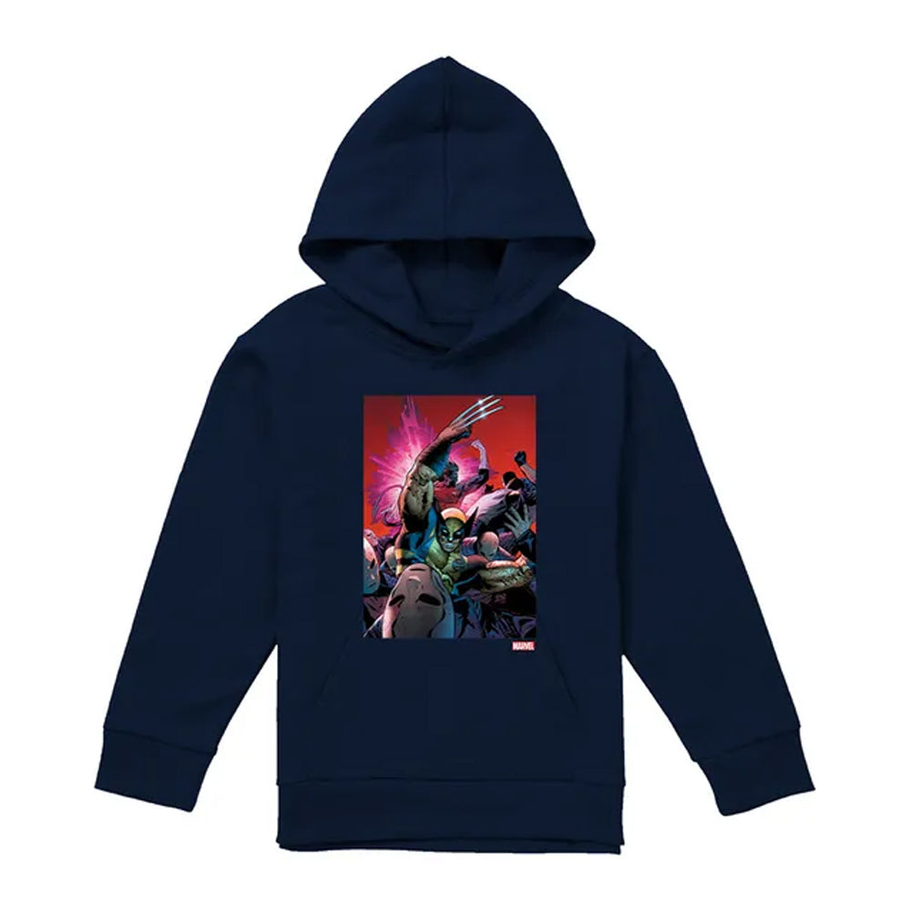 Navy - Front - X-Men Childrens-Kids Wolverine Nightcrawler Cover Pull Over Hoodie