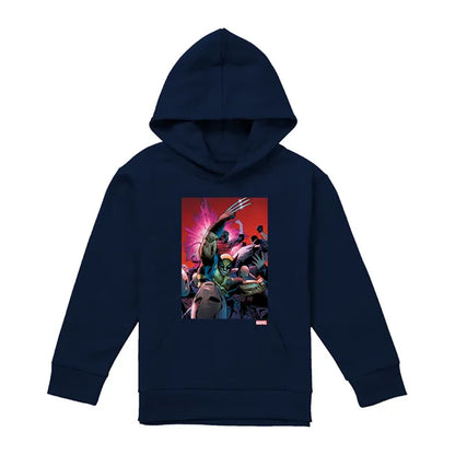 Navy - Front - X-Men Childrens-Kids Wolverine Nightcrawler Cover Pull Over Hoodie