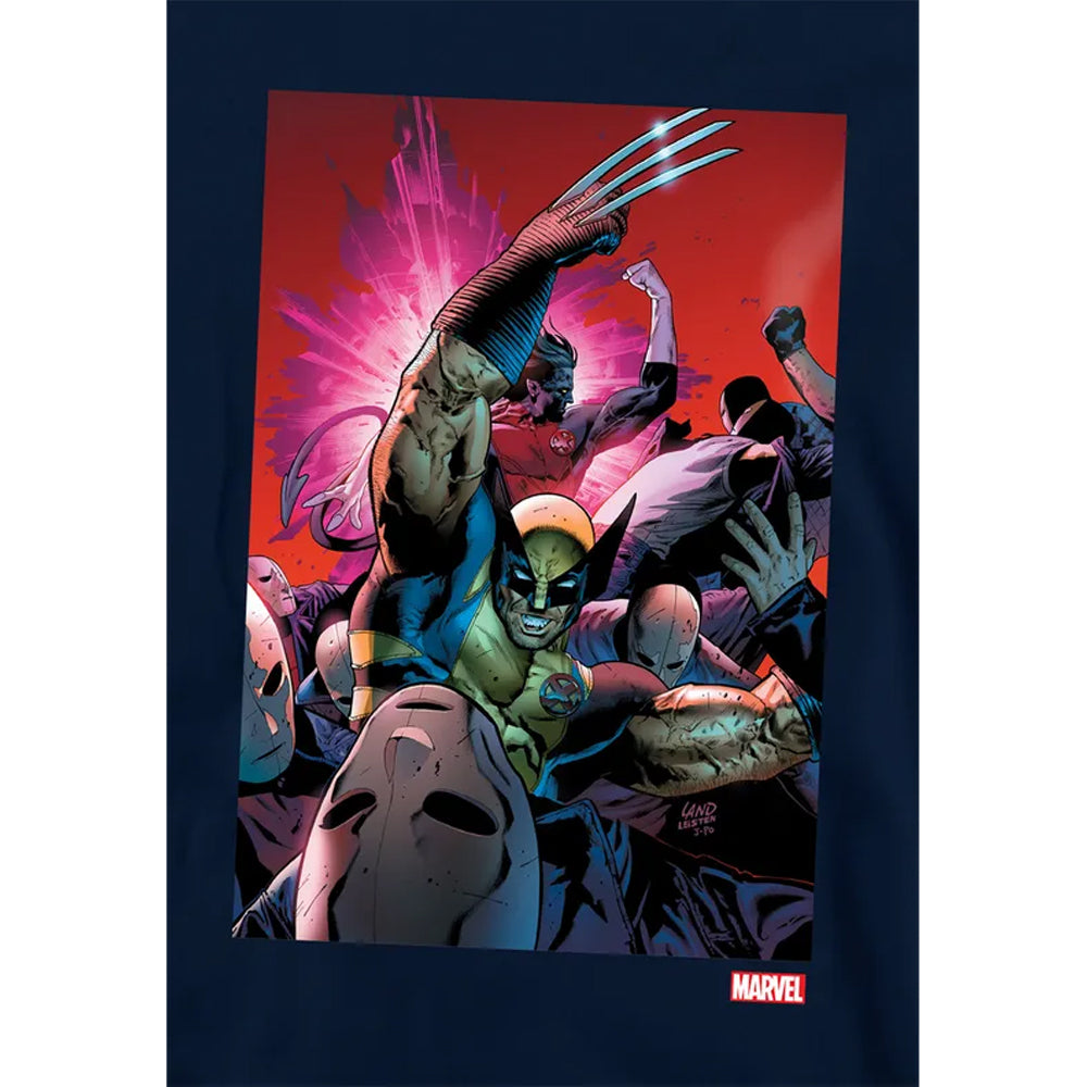Navy - Side - X-Men Childrens-Kids Wolverine Nightcrawler Cover Pull Over Hoodie