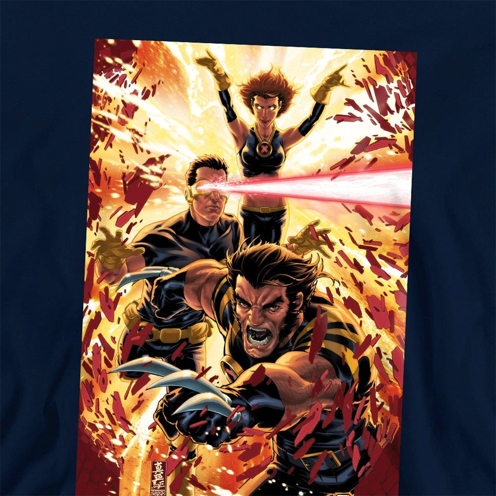 Navy - Side - X-Men Childrens-Kids Wolverine Cyclops Jean Grey Hoodie