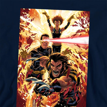 Navy - Side - X-Men Childrens-Kids Wolverine Cyclops Jean Grey Hoodie