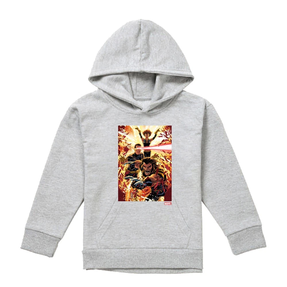 Athletic Heather - Front - X-Men Childrens-Kids Wolverine Cyclops Jean Grey Hoodie