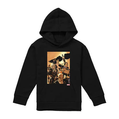 Black - Front - X-Men Childrens-Kids Team Cover Hoodie