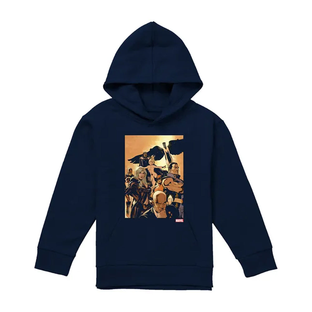 Navy - Front - X-Men Childrens-Kids Team Cover Hoodie