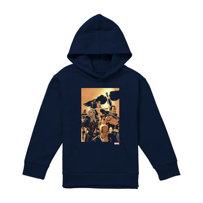Navy - Front - X-Men Childrens-Kids Team Cover Hoodie