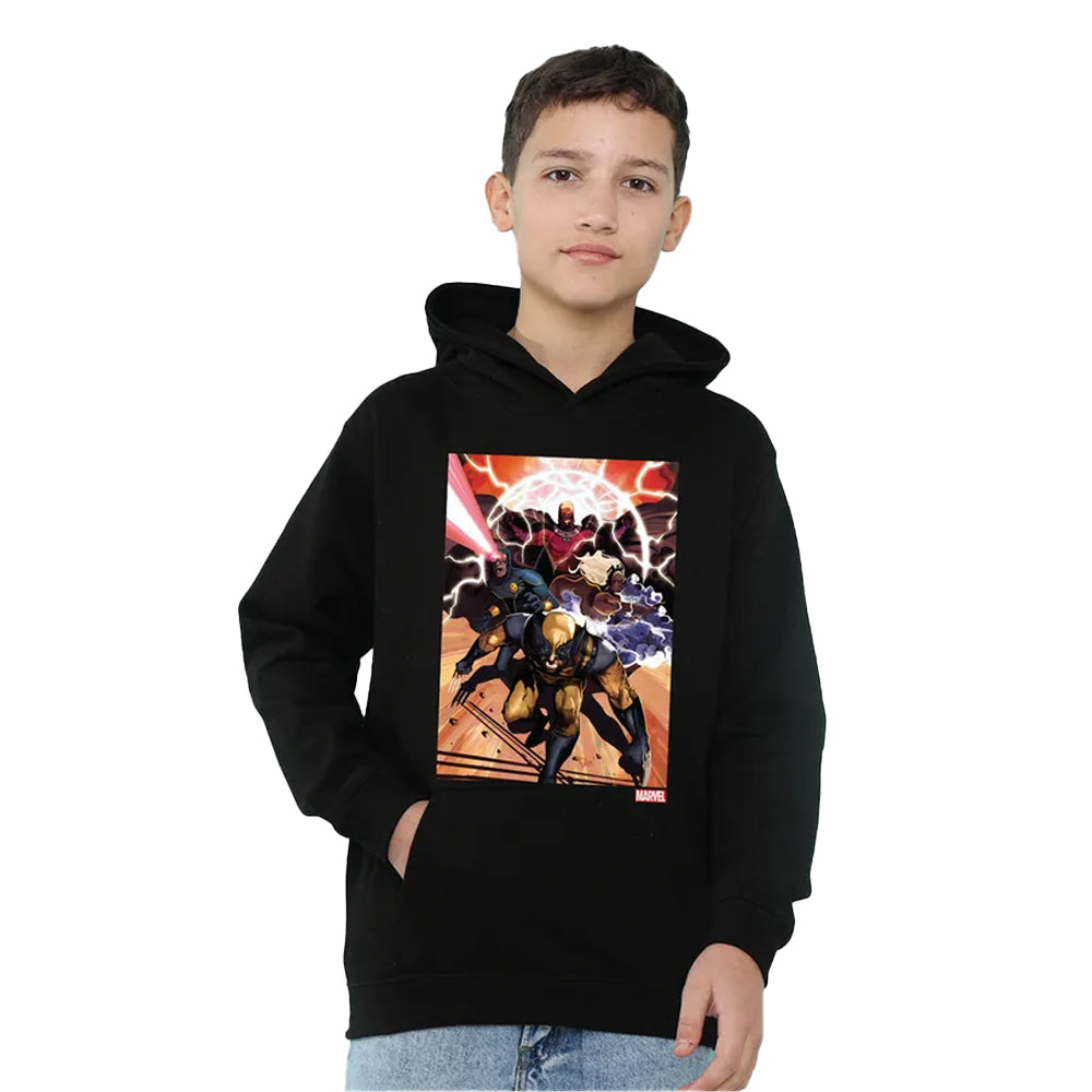 Black - Lifestyle - X-Men Childrens-Kids Team Attack Pull Over Hoodie