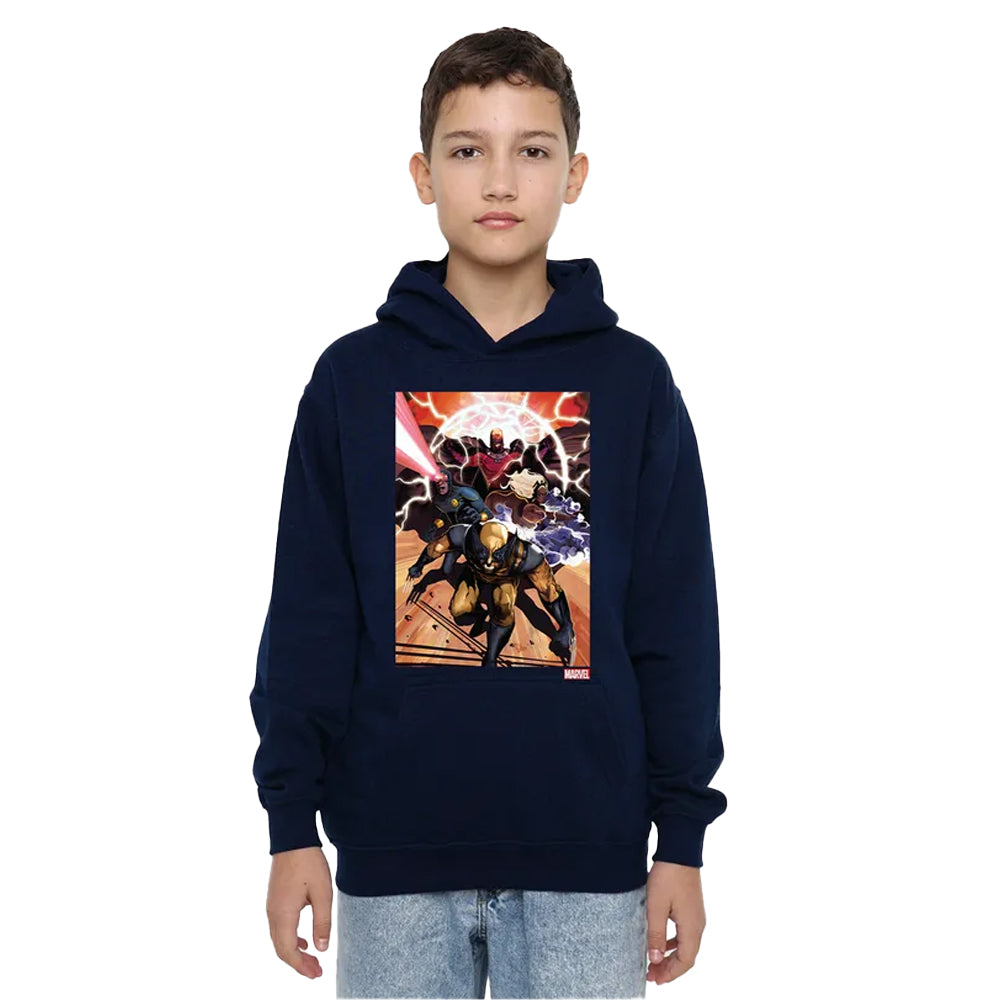 Navy - Lifestyle - X-Men Childrens-Kids Team Attack Pull Over Hoodie