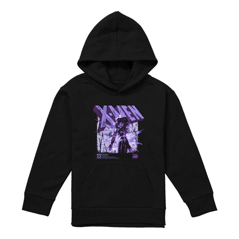 Black - Front - X-Men Childrens-Kids Info Jean Grey Pull Over Hoodie