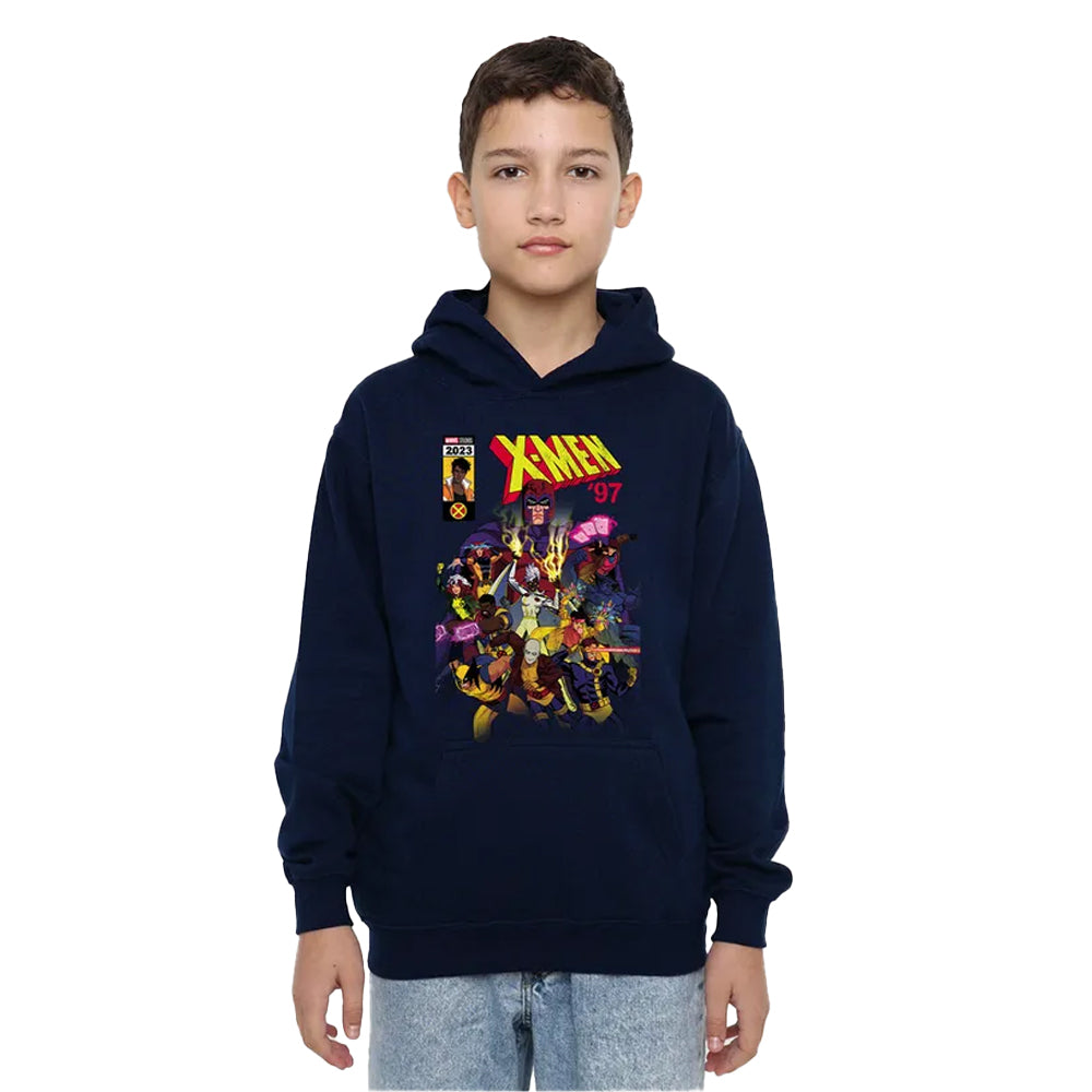 Navy - Lifestyle - X-Men Childrens-Kids Front Cover Team Pull Over Hoodie