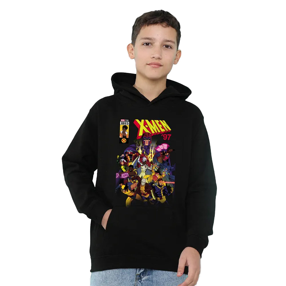 Black - Lifestyle - X-Men Childrens-Kids Front Cover Team Pull Over Hoodie