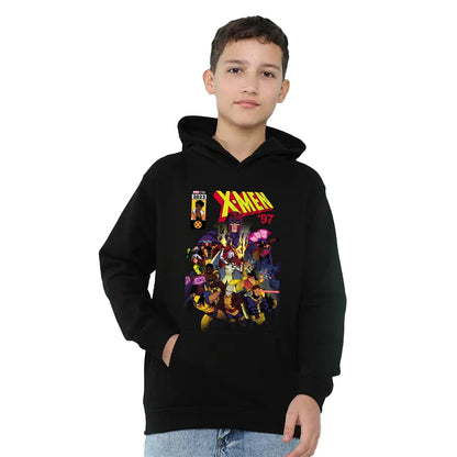 Black - Lifestyle - X-Men Childrens-Kids Front Cover Team Pull Over Hoodie