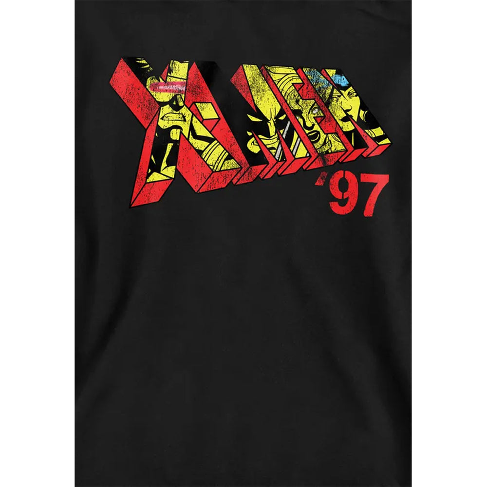 Black - Side - X-Men Childrens-Kids 97 Comic Logo Pull Over Hoodie