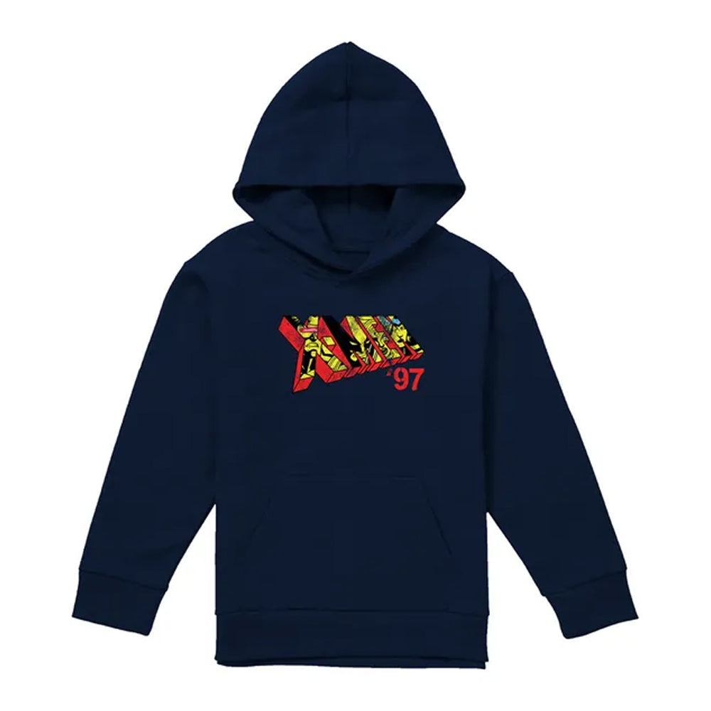 Navy - Front - X-Men Childrens-Kids 97 Comic Logo Pull Over Hoodie