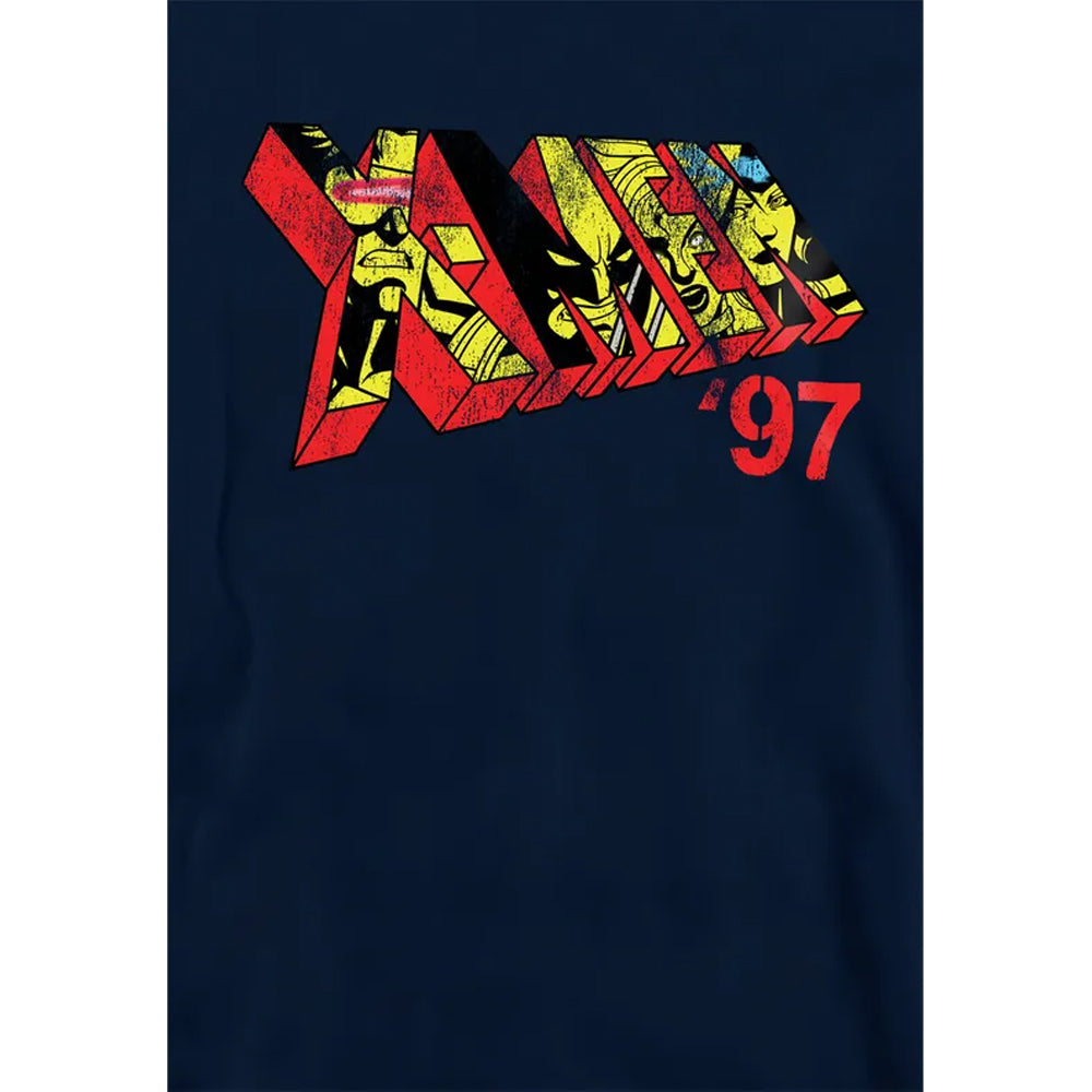 Navy - Side - X-Men Childrens-Kids 97 Comic Logo Pull Over Hoodie