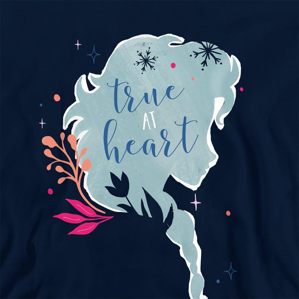 Navy - Side - Frozen Childrens-Kids True At Heart Elsa Silhouette Pullover Hoodie