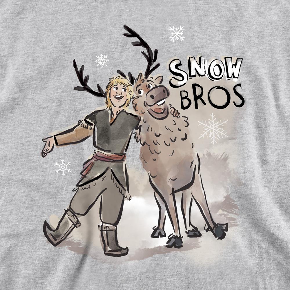 Athletic Heather - Side - Frozen Childrens-Kids Snow Bros Sven & Kristoff Heather Pullover Hoodie