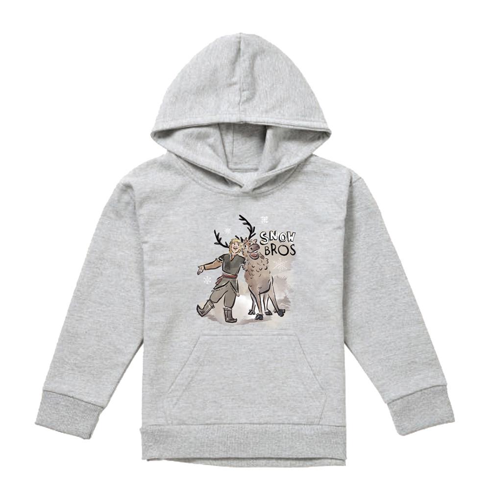 Athletic Heather - Front - Frozen Childrens-Kids Snow Bros Sven & Kristoff Heather Pullover Hoodie
