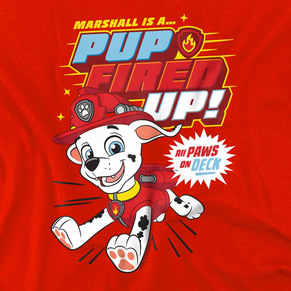 Red - Side - Paw Patrol Childrens-Kids Pup Fired Up Marshall Pullover Hoodie