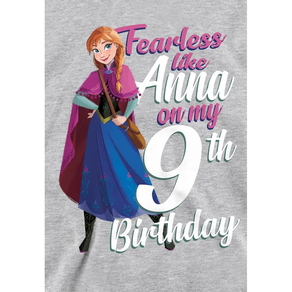 Athletic Heather - Side - Frozen Childrens-Kids Fearless Like Anna 9th Birthday Pullover Hoodie