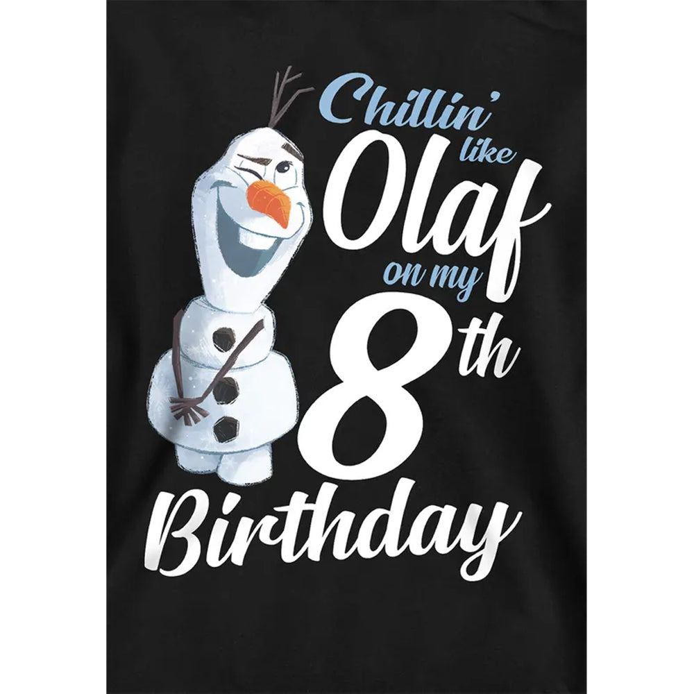 Black - Side - Frozen Childrens-Kids Chillin Like Olaf 8th Birthday Pullover Hoodie