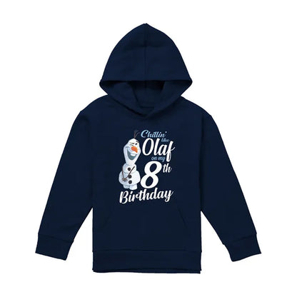 Navy - Front - Frozen Childrens-Kids Chillin Like Olaf 8th Birthday Pullover Hoodie