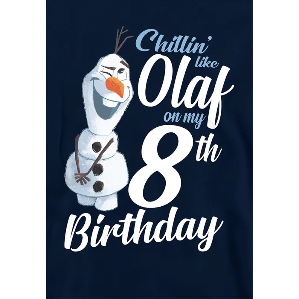 Navy - Side - Frozen Childrens-Kids Chillin Like Olaf 8th Birthday Pullover Hoodie