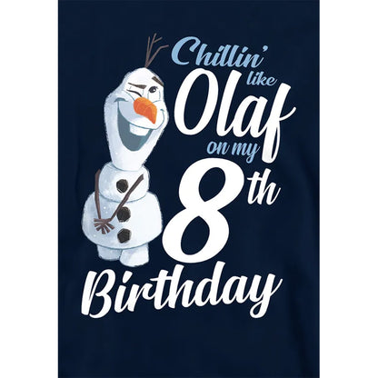 Navy - Side - Frozen Childrens-Kids Chillin Like Olaf 8th Birthday Pullover Hoodie