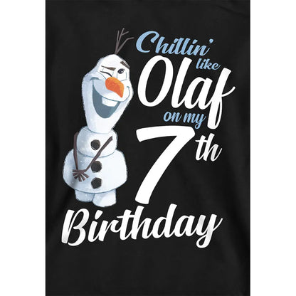 Black - Side - Frozen Childrens-Kids Chillin Like Olaf Heather 7th Birthday Pullover Hoodie