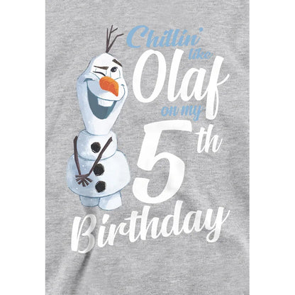 Athletic Heather - Side - Frozen Childrens-Kids Chillin Like Olaf Heather 5th Birthday Pullover Hoodie