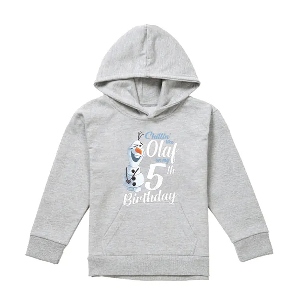Athletic Heather - Front - Frozen Childrens-Kids Chillin Like Olaf Heather 5th Birthday Pullover Hoodie