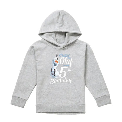 Athletic Heather - Front - Frozen Childrens-Kids Chillin Like Olaf Heather 5th Birthday Pullover Hoodie