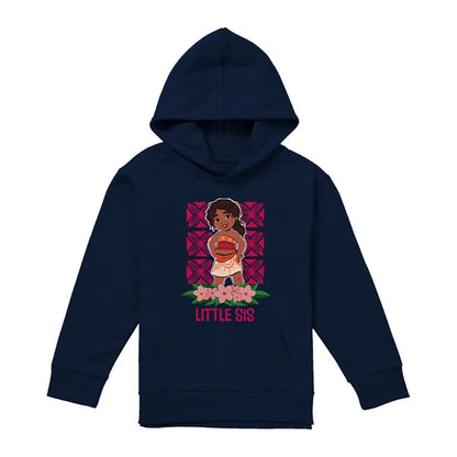Navy - Front - Moana 2 Childrens-Kids Little Sis Simea Pullover Hoodie