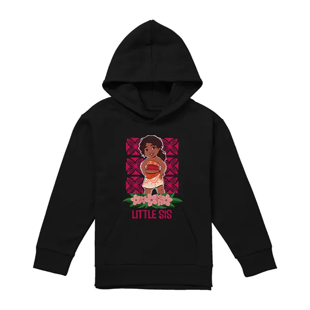 Black - Front - Moana 2 Childrens-Kids Little Sis Simea Pullover Hoodie