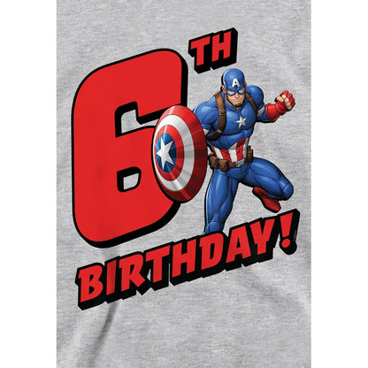 Athletic Heather - Side - Captain America Childrens-Kids 6th Birthday Heather Pull Over Hoodie